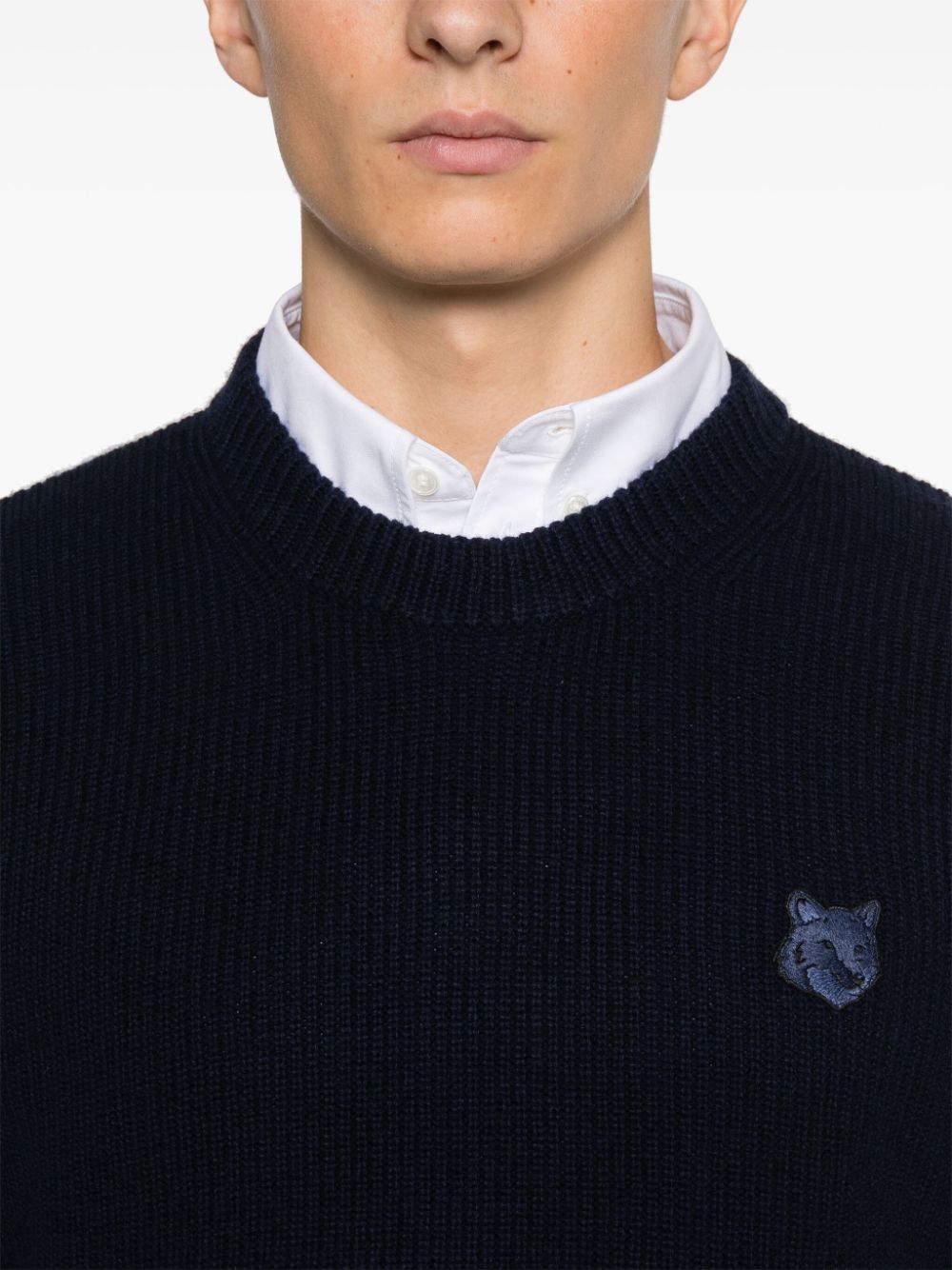 MAISON KITSUNE Fox Head Wool Sweater - Blue image 3