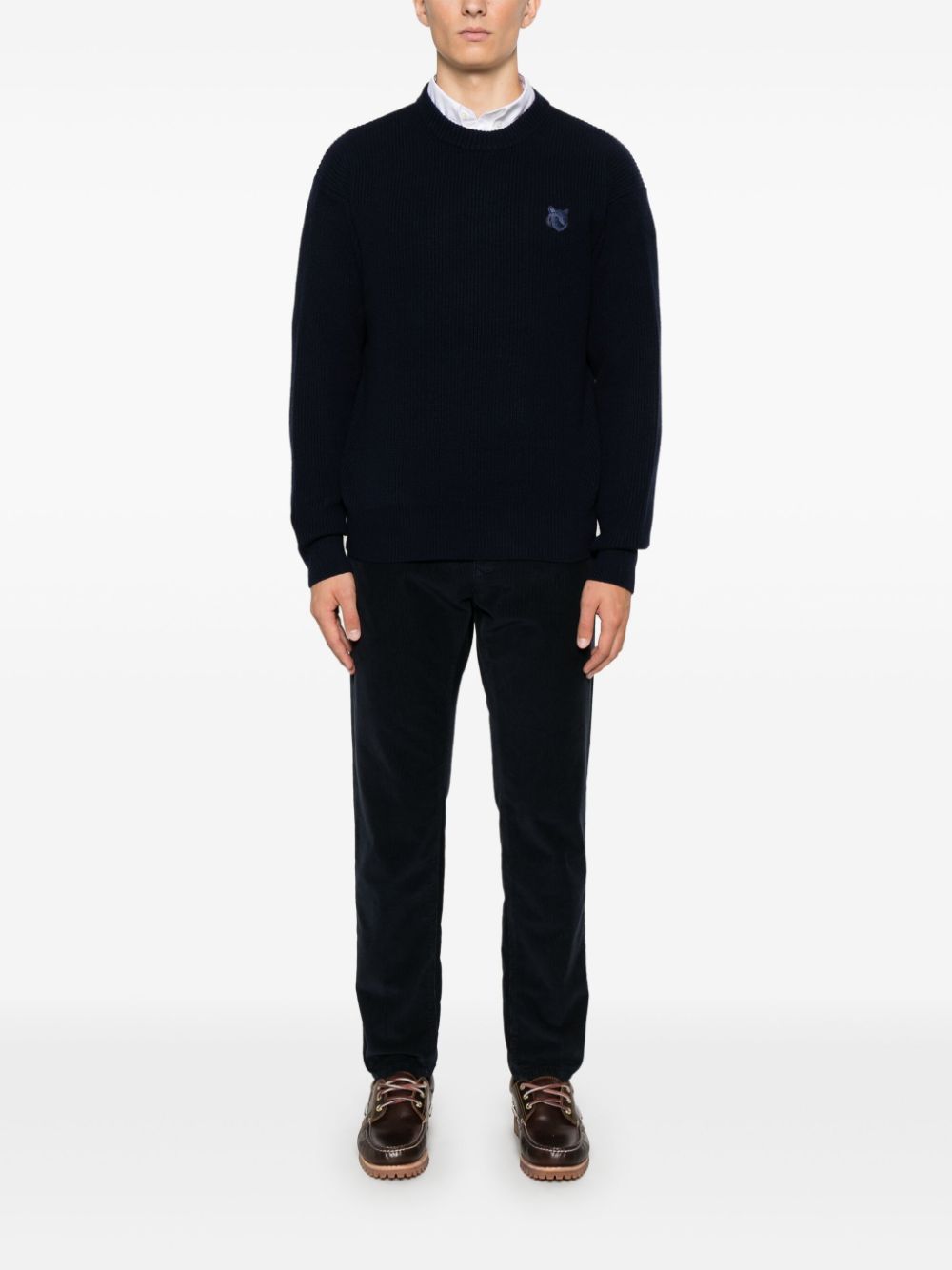 MAISON KITSUNE Fox Head Wool Sweater - Blue image 4