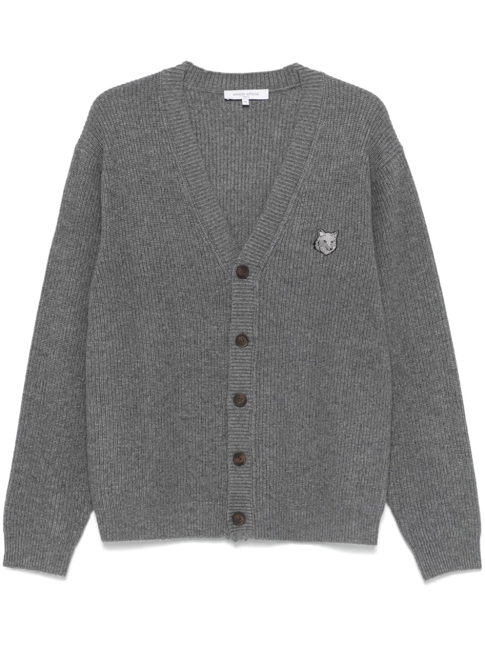 Maison Kitsuné Grey Fox Head Wool Cardigan image 0