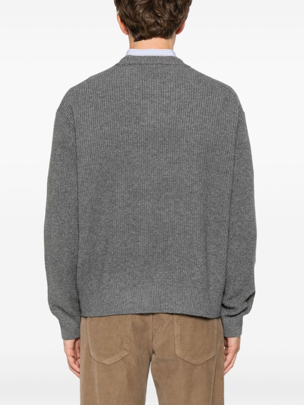 Maison Kitsuné Fox Head Wool Sweater - Grey image 3