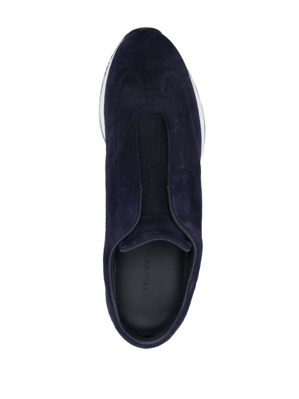 John Lobb Navy Calf Suede Slip-On Sneakers image 2