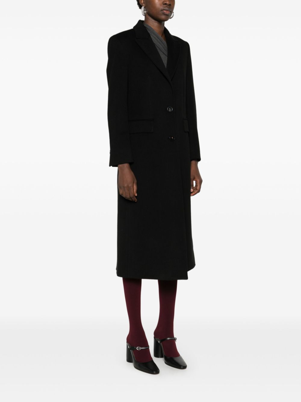 Alberto Biani Black Wool Peacoat with Button Fastening image 2