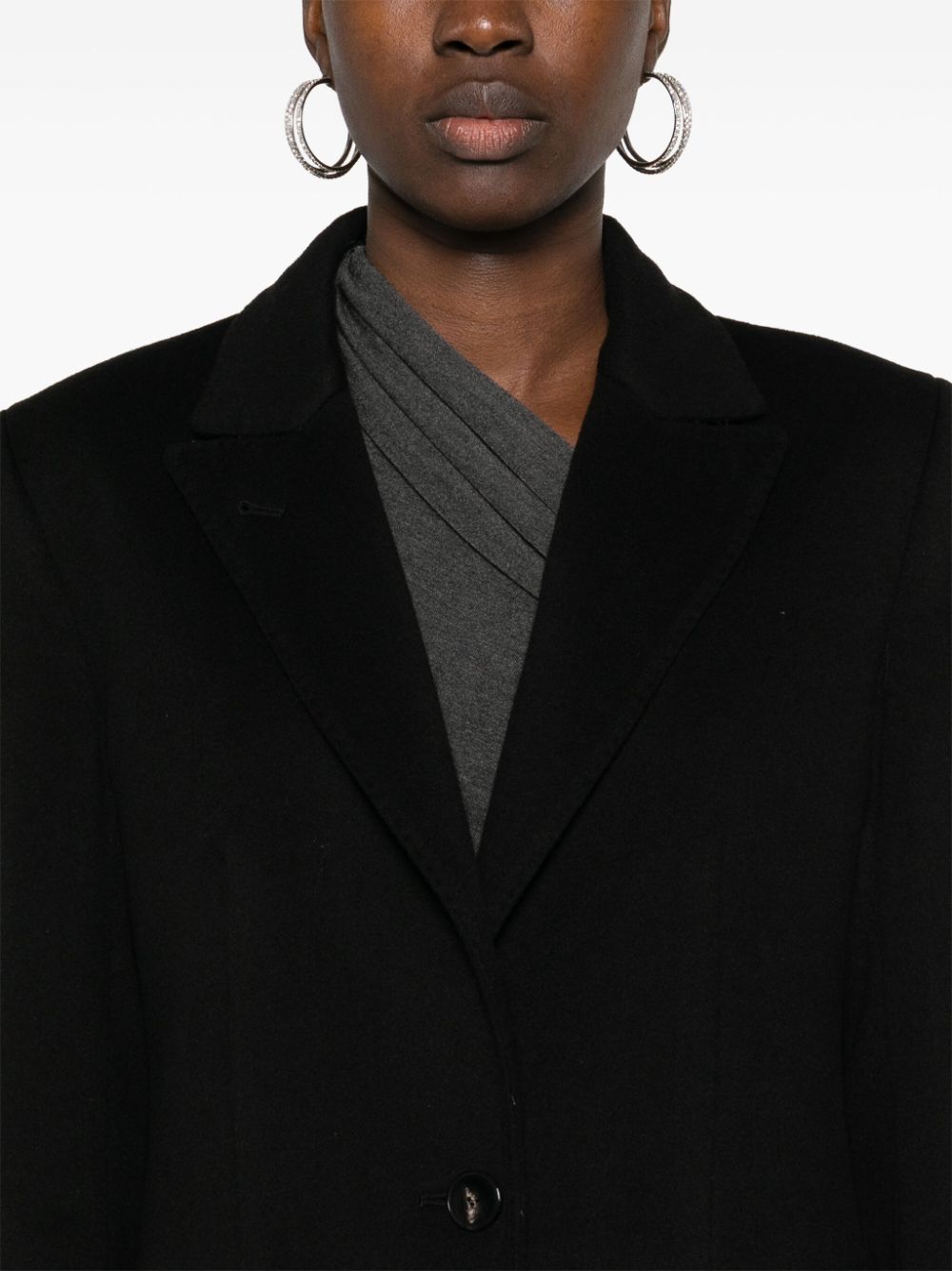 Alberto Biani Black Wool Peacoat with Button Fastening image 3