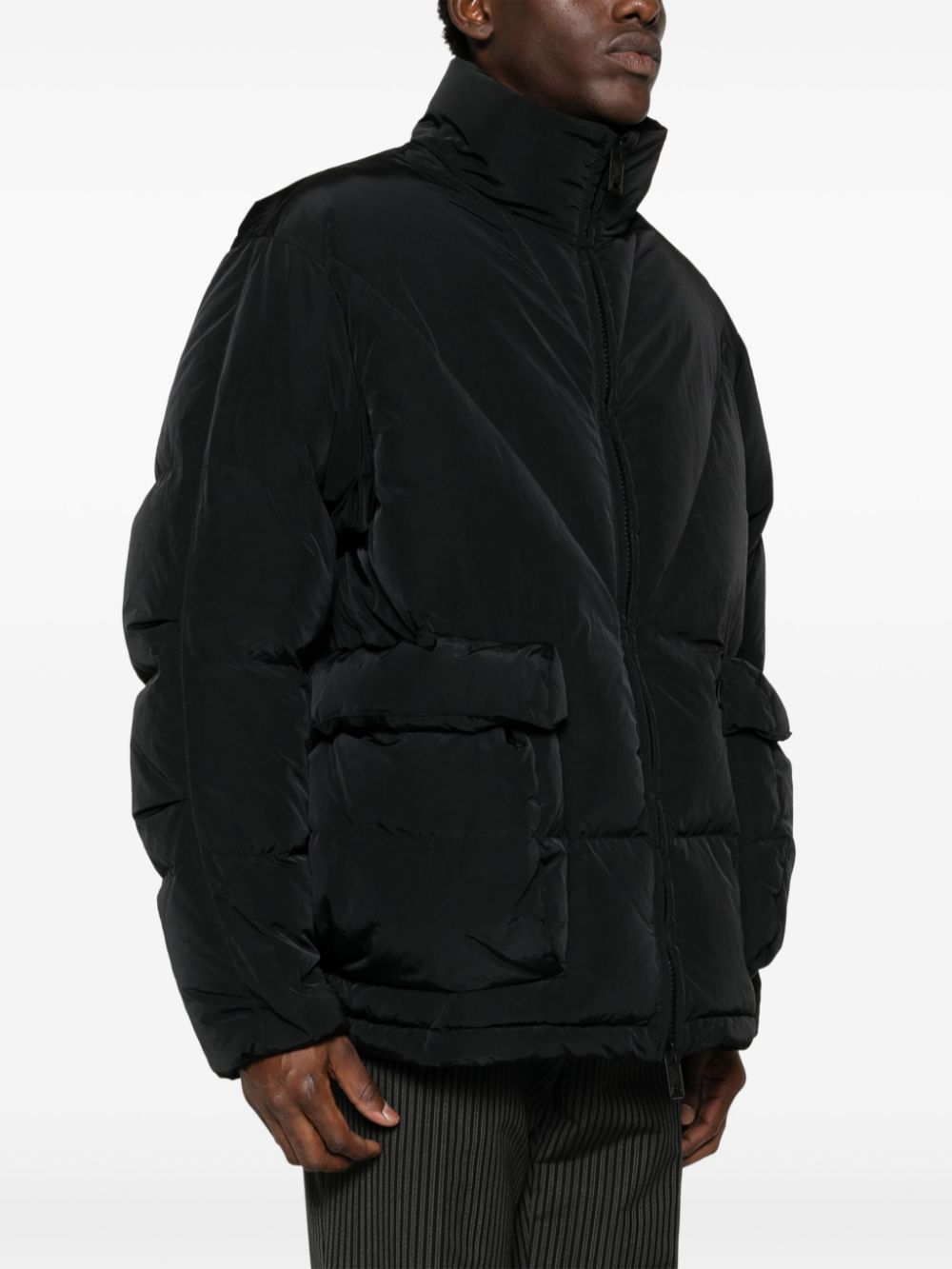 Emporio Armani Black Down-Filled Quilted Coat image 2