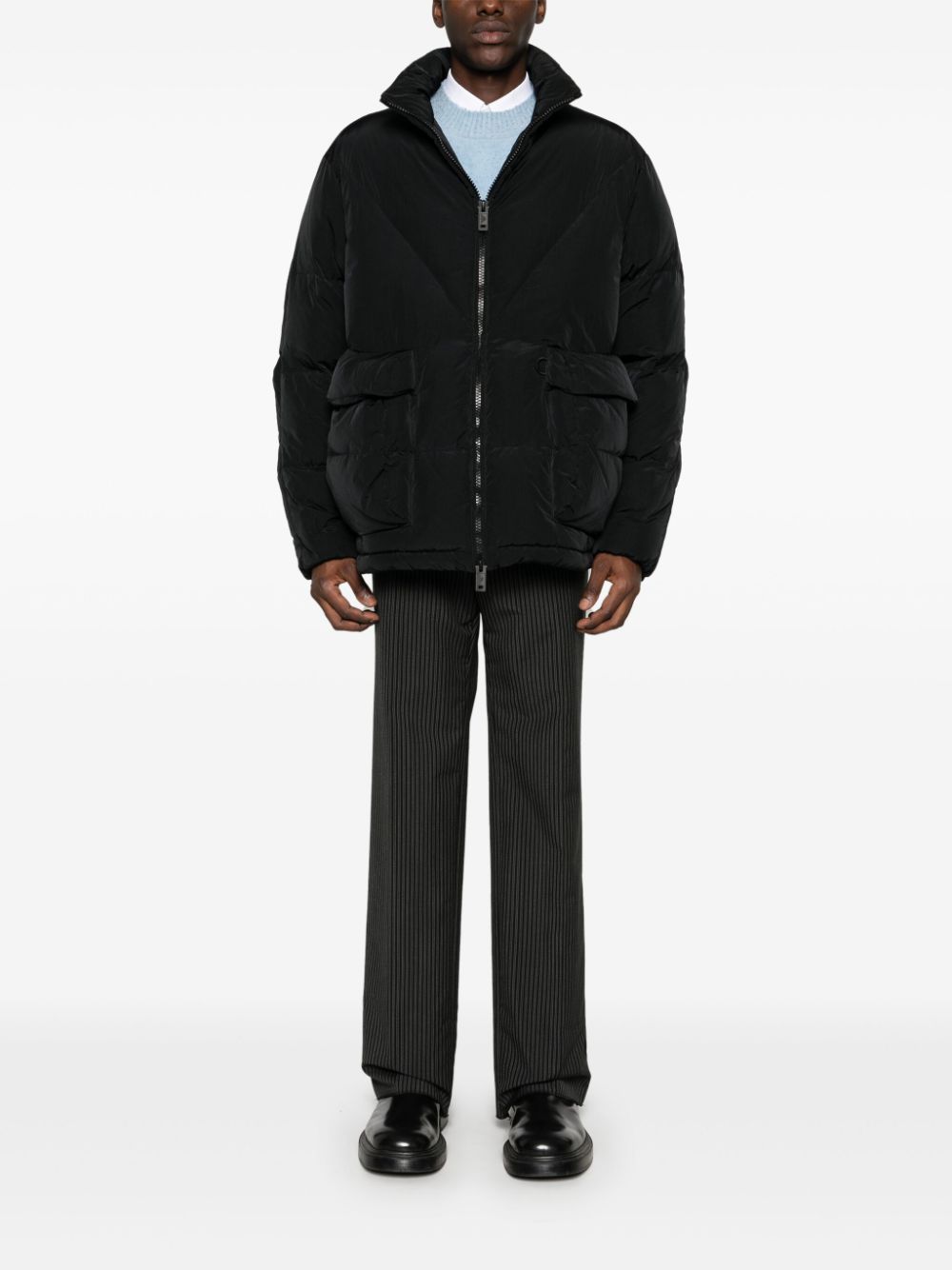 Emporio Armani Black Down-Filled Quilted Coat image 4