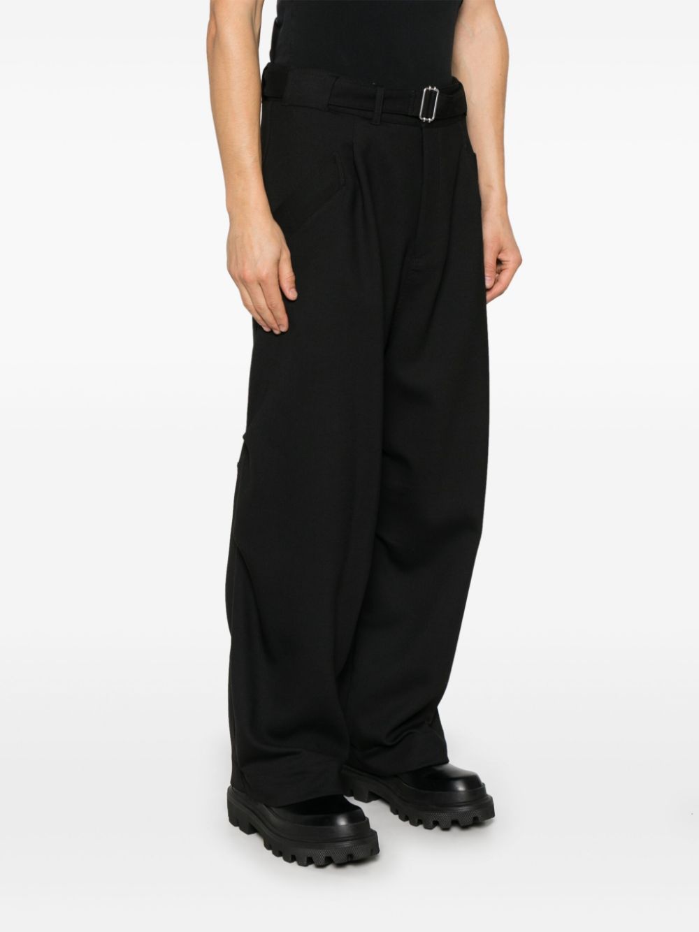 Emporio Armani Recycled Polyester Wide Leg Trousers - Black image 4