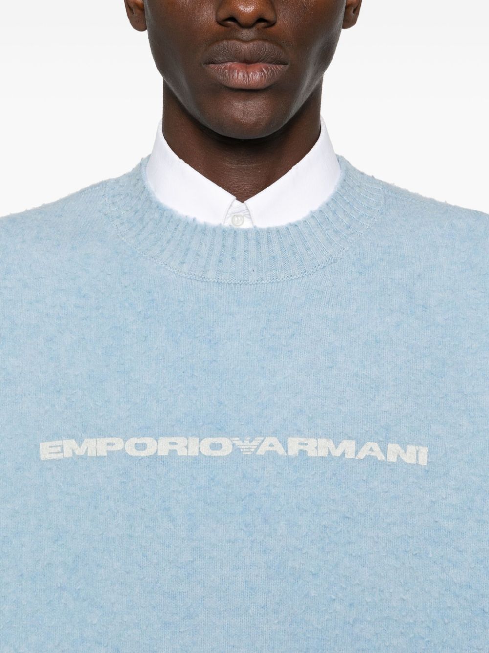 Emporio Armani Blue Wool Blend Crew Neck Sweater image 3