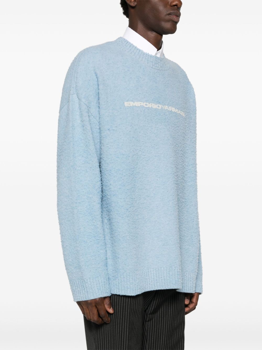 Emporio Armani Blue Wool Blend Crew Neck Sweater image 4