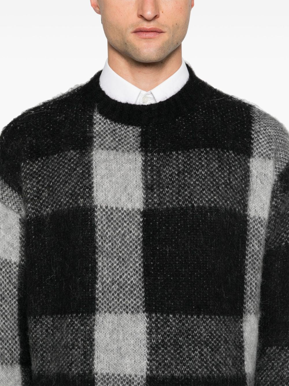 Emporio Armani Men's Black Alpaca Wool Blend Ribbed Knit Sweater image 1