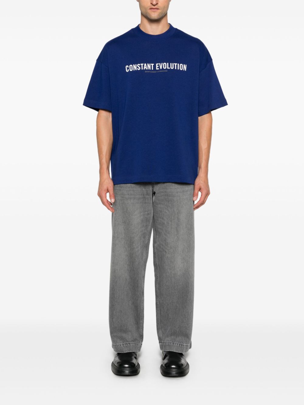 Emporio Armani Men's Blue Cotton T-Shirt with Logo Print image 3