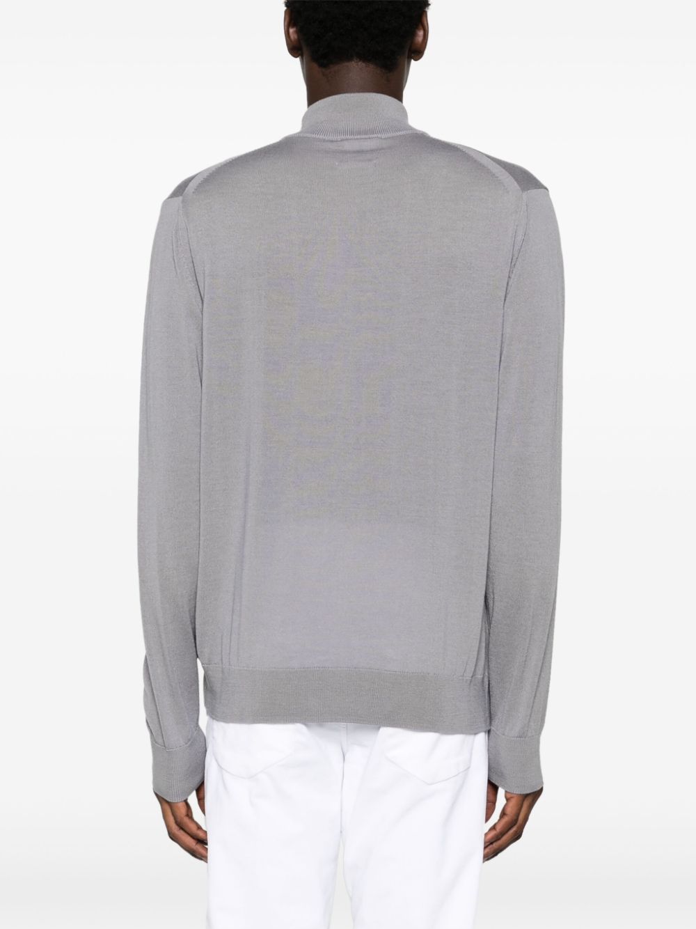 Emporio Armani Men's Grey Wool Zip-Up Sweater image 1