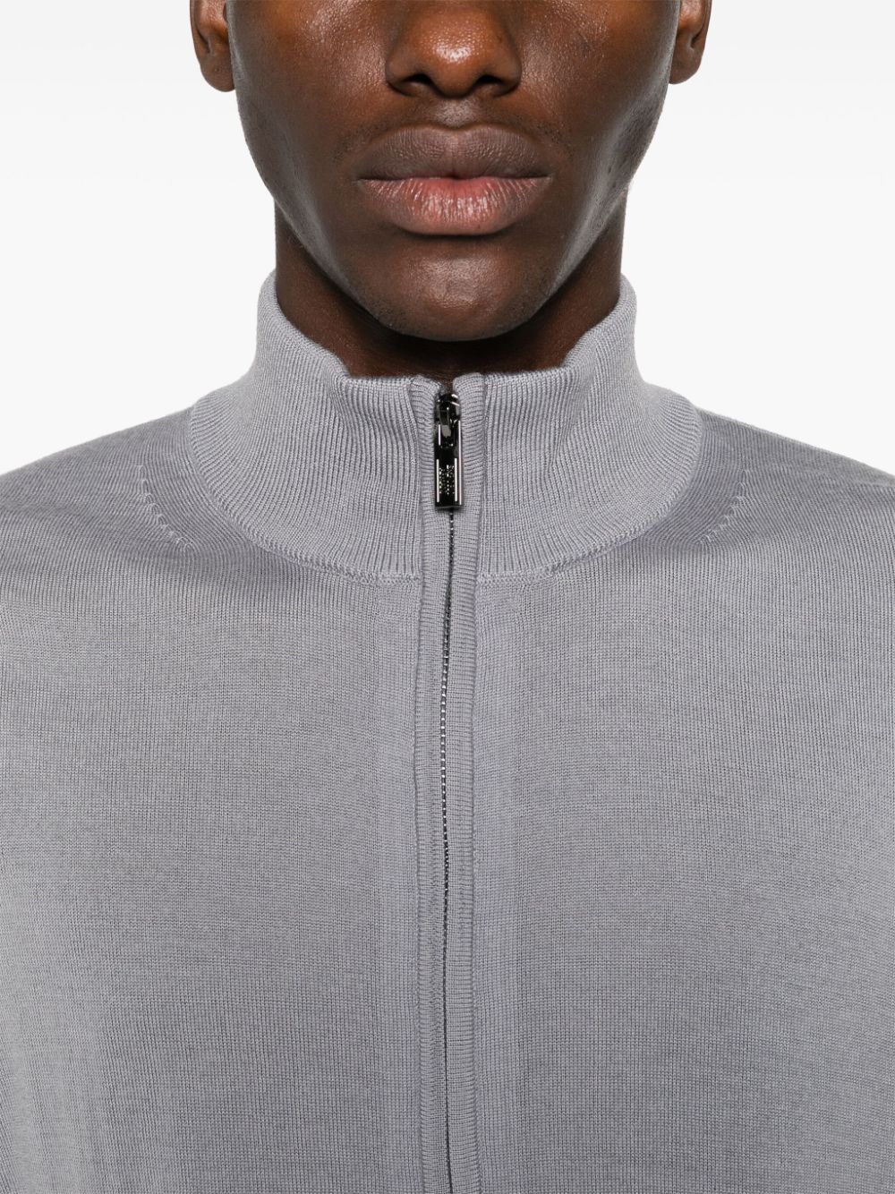 Emporio Armani Men's Grey Wool Zip-Up Sweater image 2