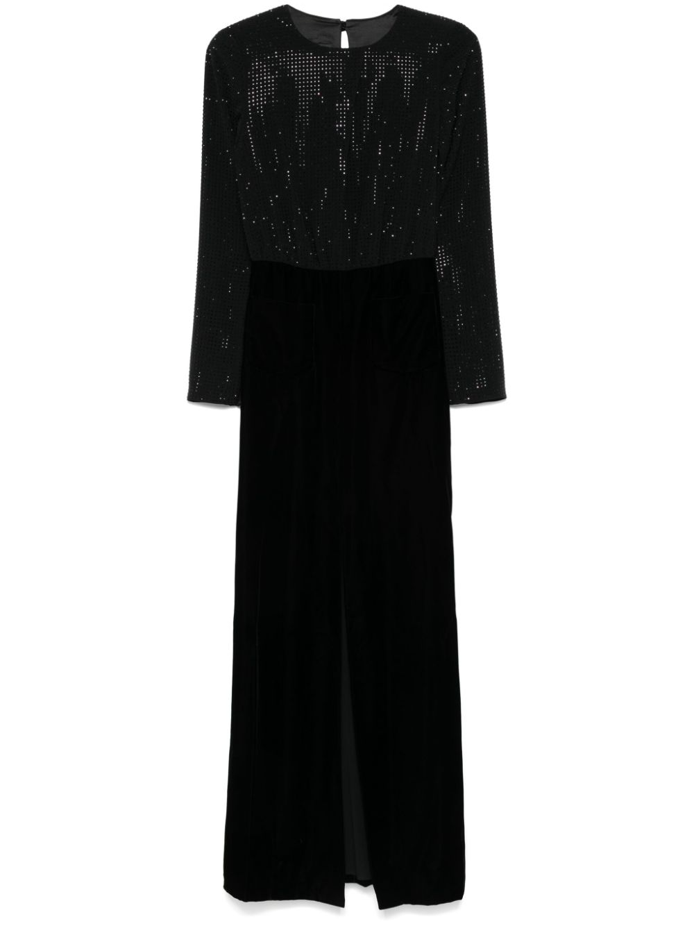 Emporio Armani Black Cady Dress with Velvet Panels image 0