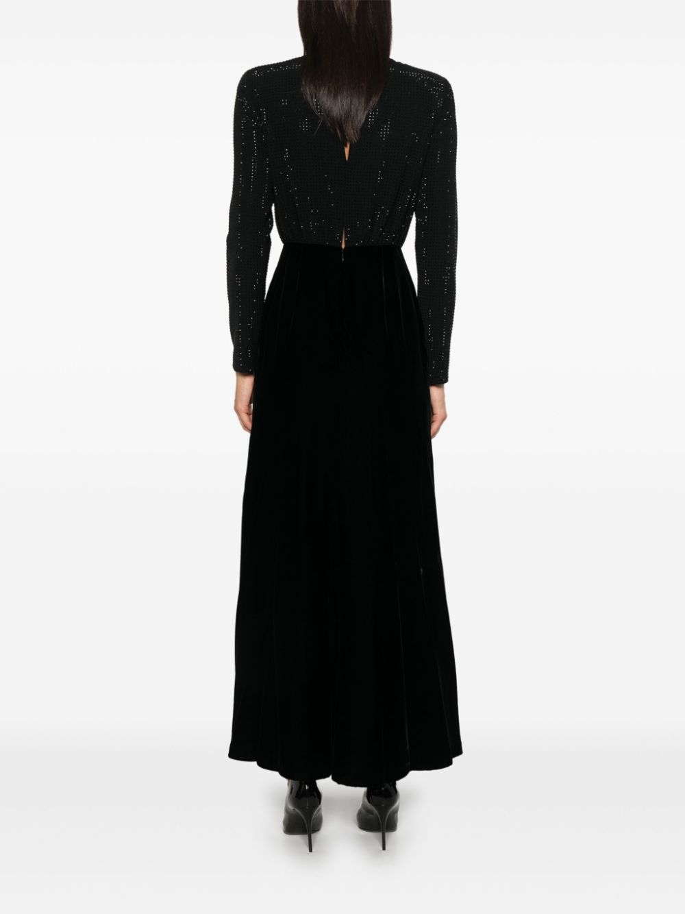 Emporio Armani Black Cady Dress with Velvet Panels image 3