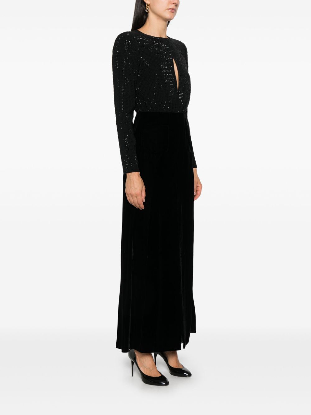 Emporio Armani Black Cady Dress with Velvet Panels image 4