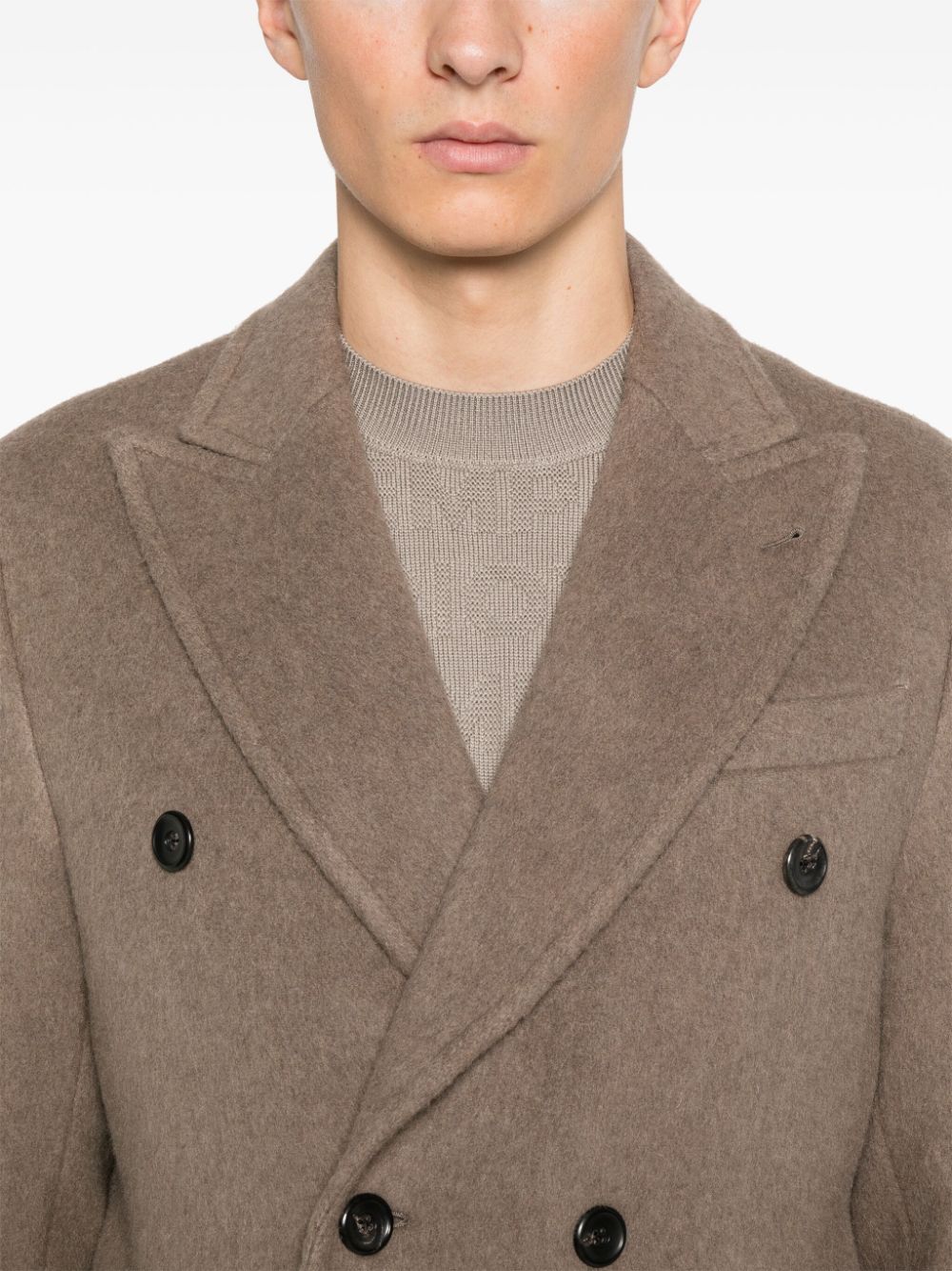 Emporio Armani Brown Wool Blend Double-Breasted Coat image 1