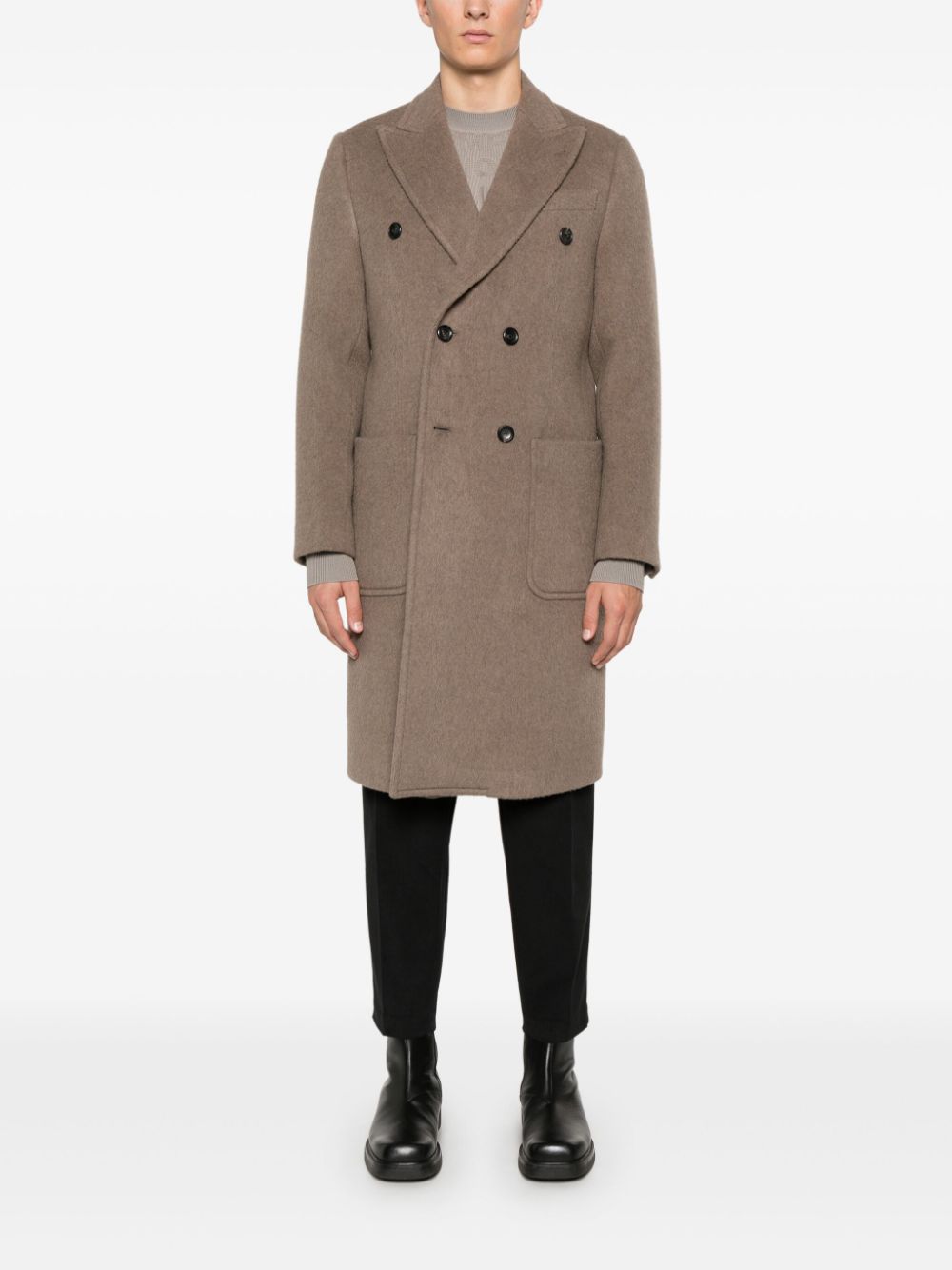 Emporio Armani Brown Wool Blend Double-Breasted Coat image 2