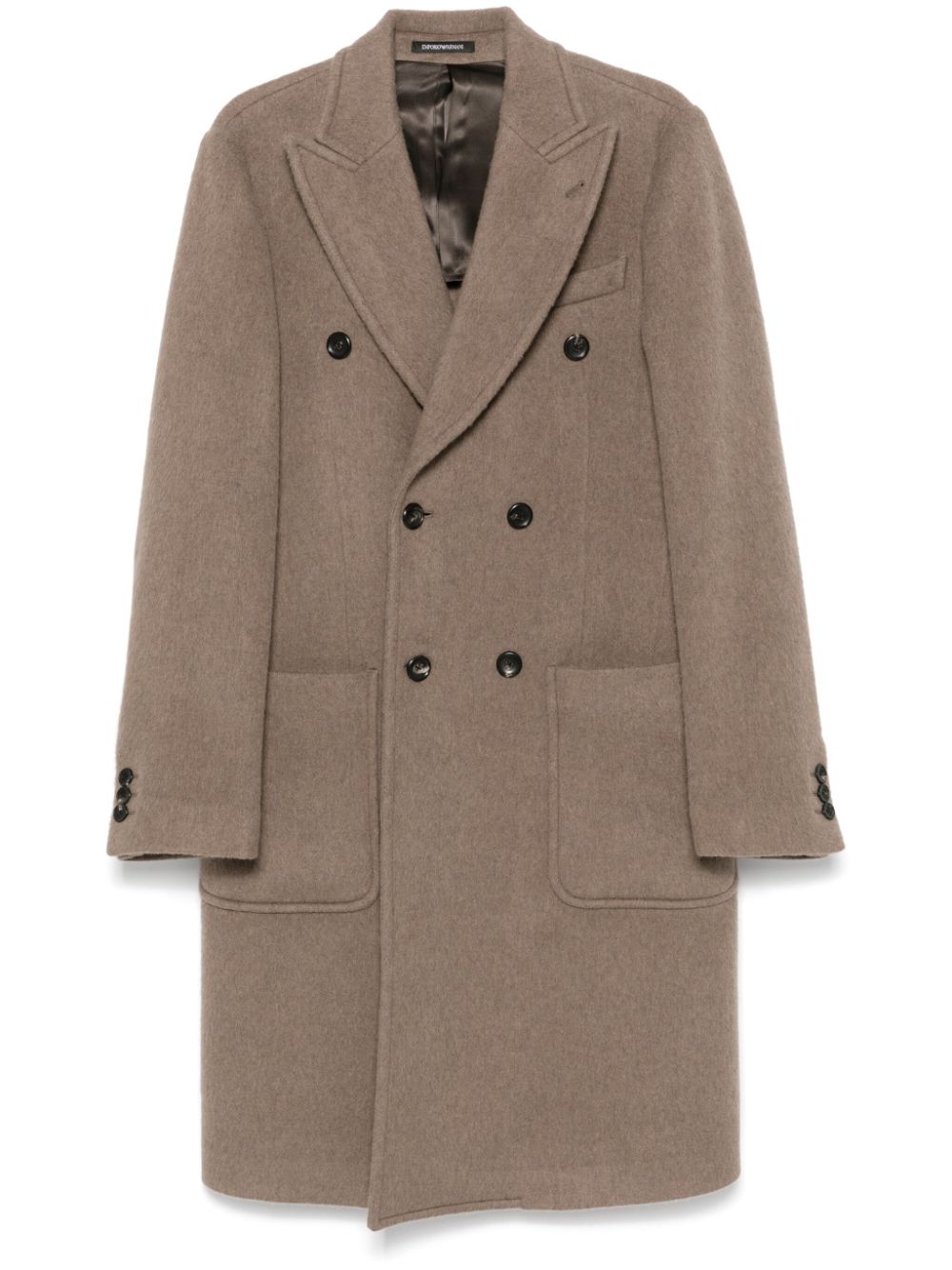 Emporio Armani Brown Wool Blend Double-Breasted Coat image 0