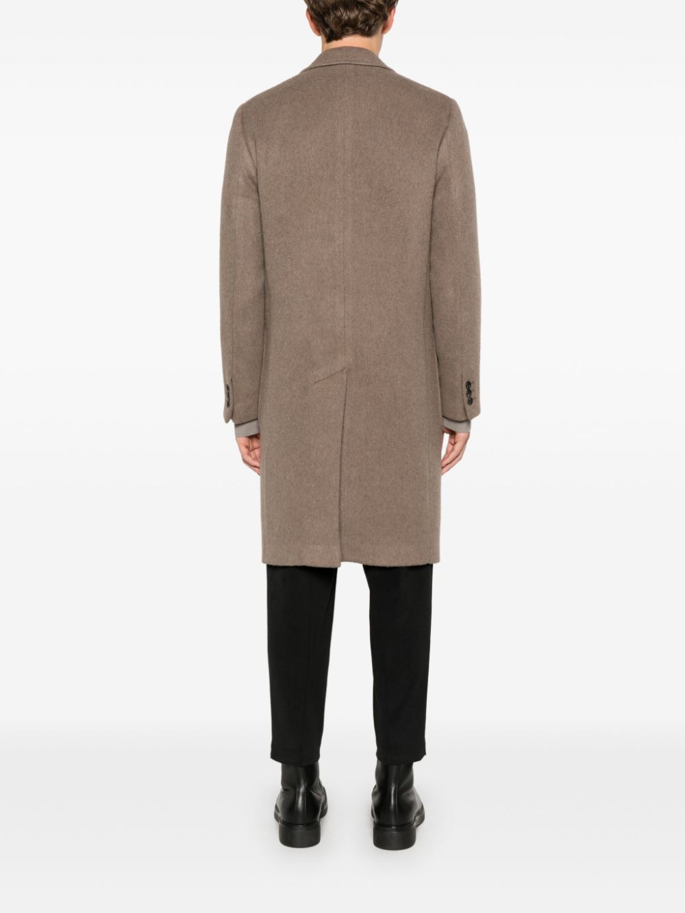 Emporio Armani Brown Wool Blend Double-Breasted Coat image 4