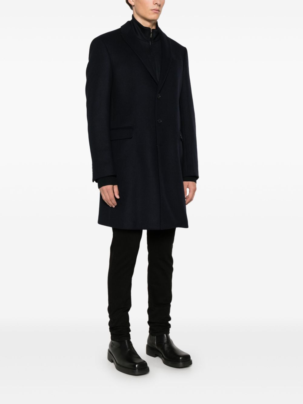 Emporio Armani Blue Wool Blend Coat image 2