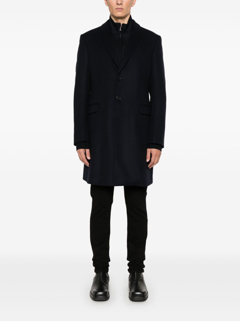 Emporio Armani Blue Wool Blend Coat image 4