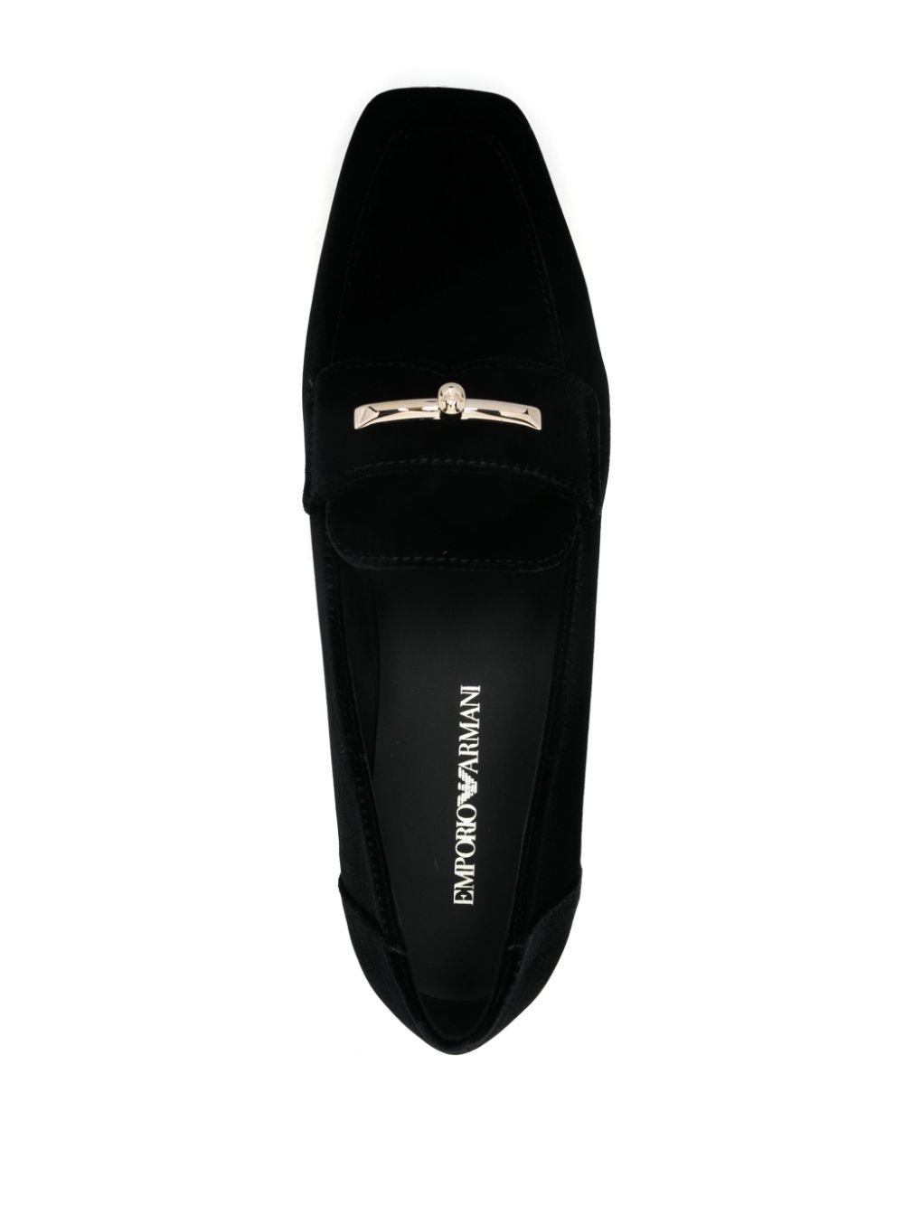 E 'CLAT Flat Shoes - Black Velvet with Metallic Detail image 2