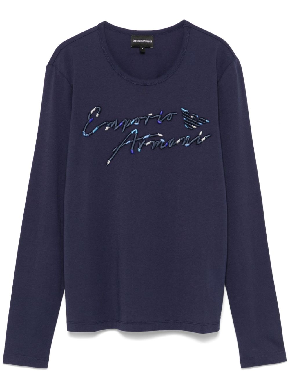 Emporio Armani Blue Long Sleeve T-Shirt with Embroidered Logo image 0