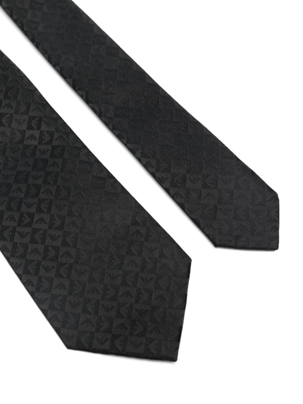 Emporio Armani Black Silk Tie with Jacquard Logo image 1