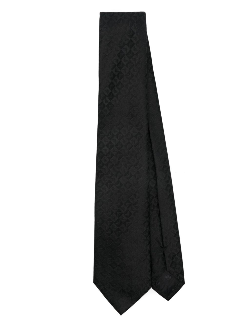 Emporio Armani Black Silk Tie with Jacquard Logo image 0