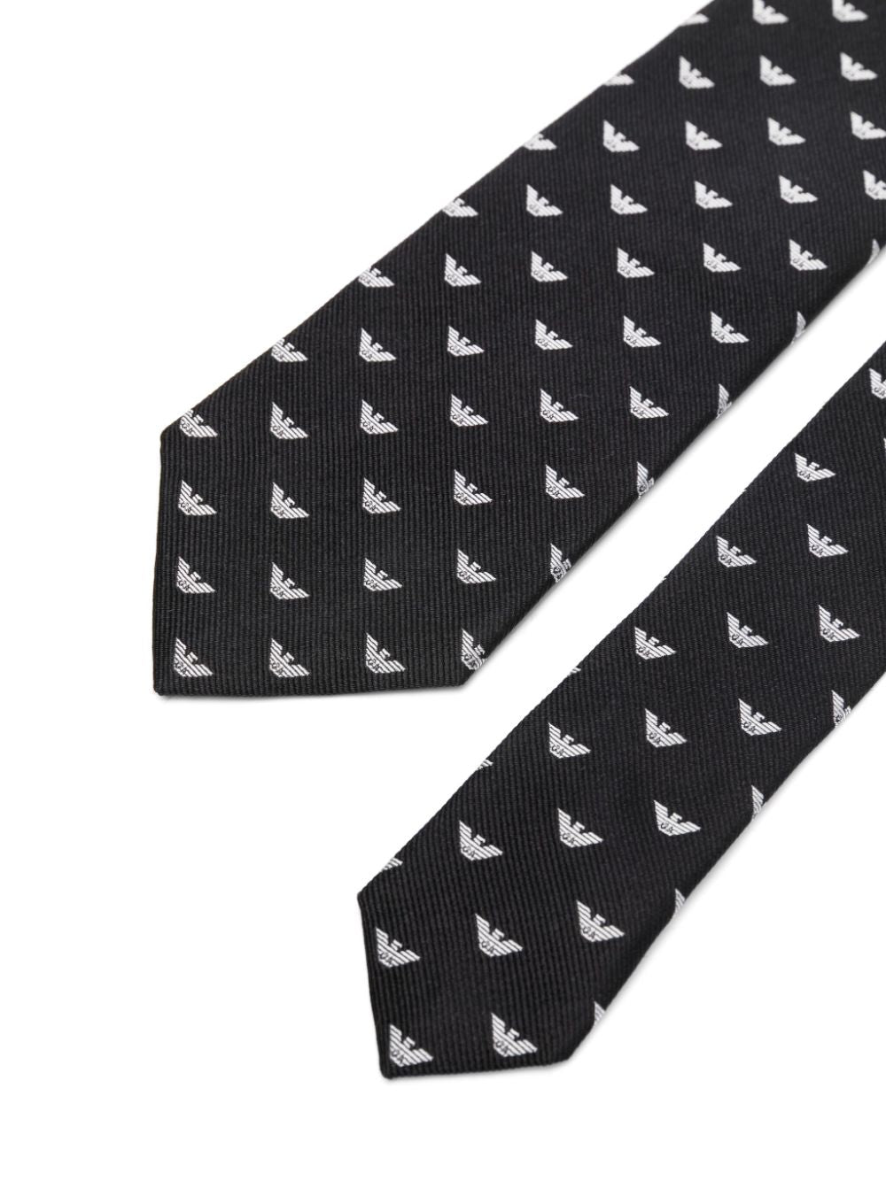 Emporio Armani Black Silk Tie with Logo Jacquard image 1