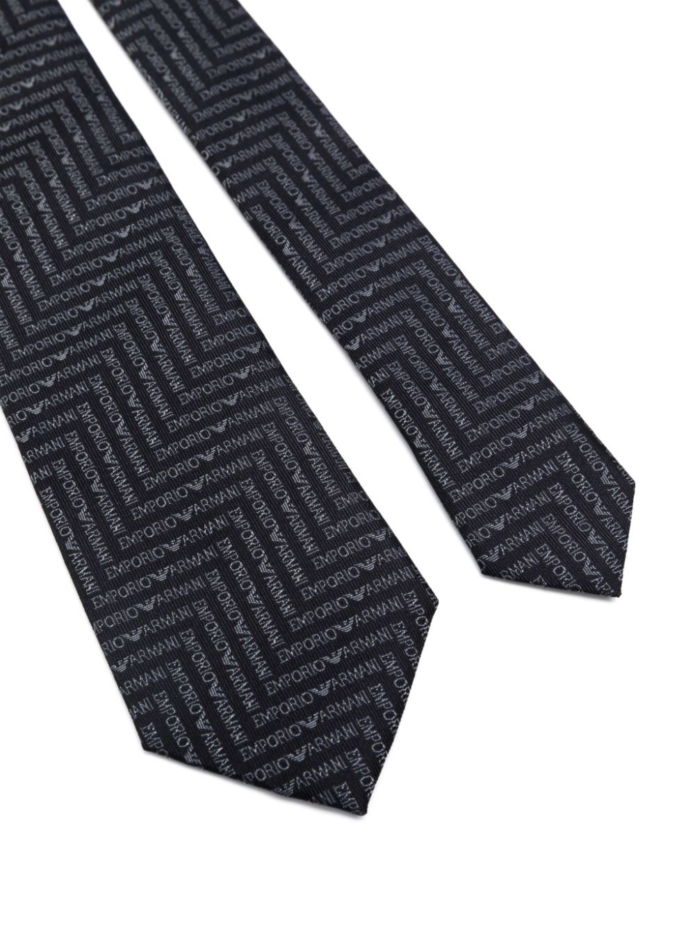 Emporio Armani Blue Silk Tie with Jacquard Logo image 1