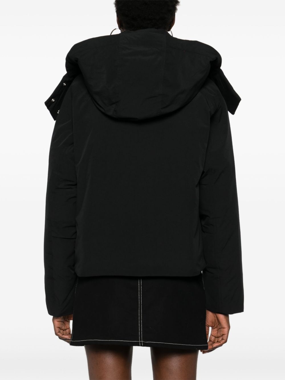 MAISON KITSUNE Black Water-Repellent Padded Down Coat with Fox Motif image 1