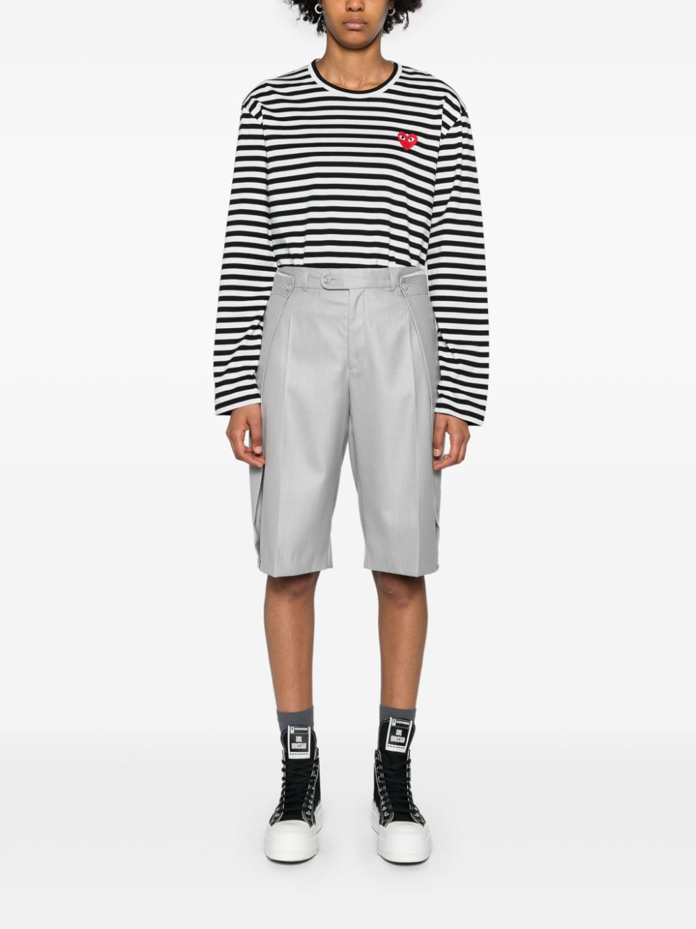 Comme des Garçons Black Striped Cotton T-Shirt image 2