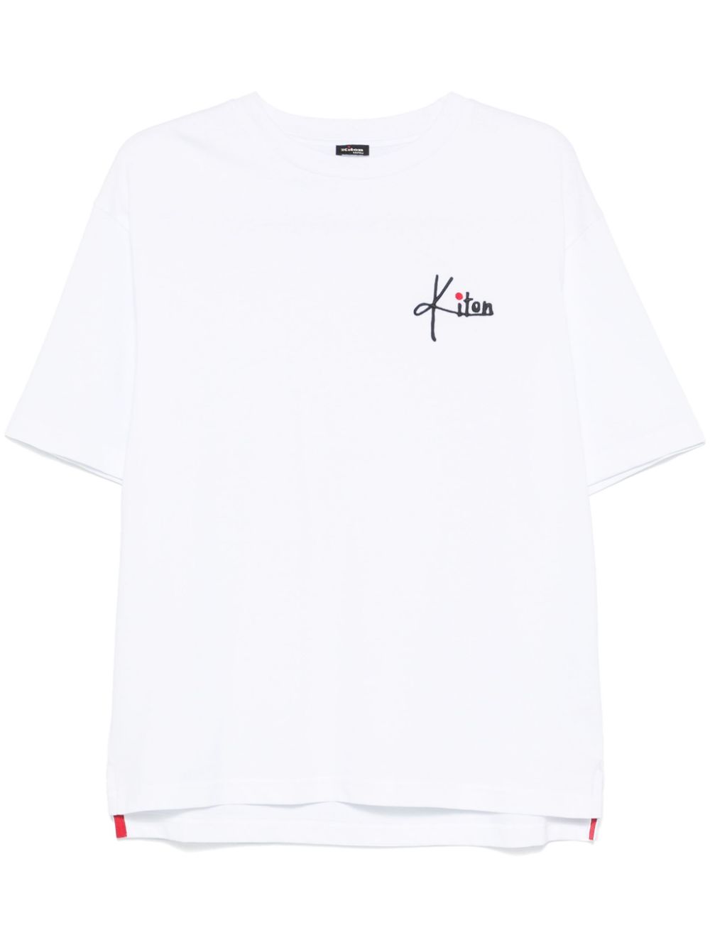 Kiton Men's White Cotton T-Shirt with Embroidered Logo image 0