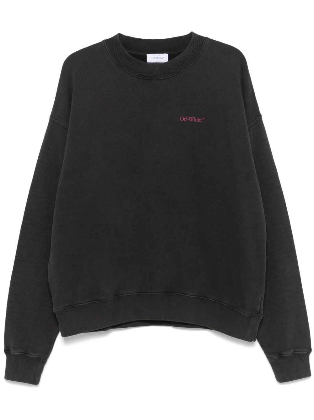 Off-White Black Cotton Crewneck Sweater with Bacchus Print image 0