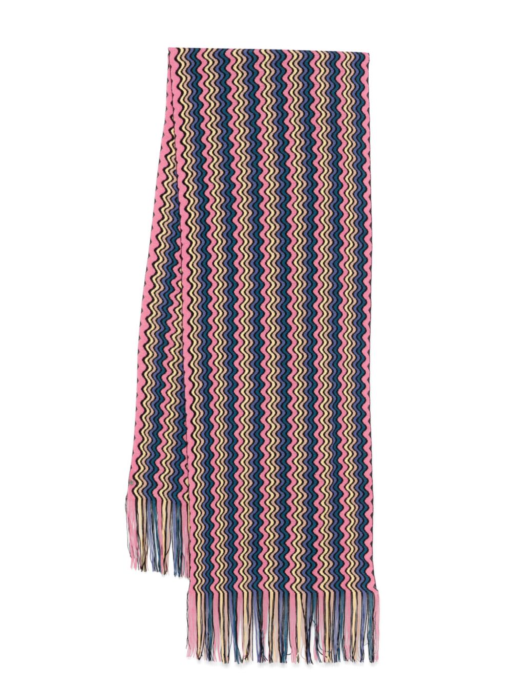 Missoni Pink Wool Blend Scarf with Wave Pattern image 0