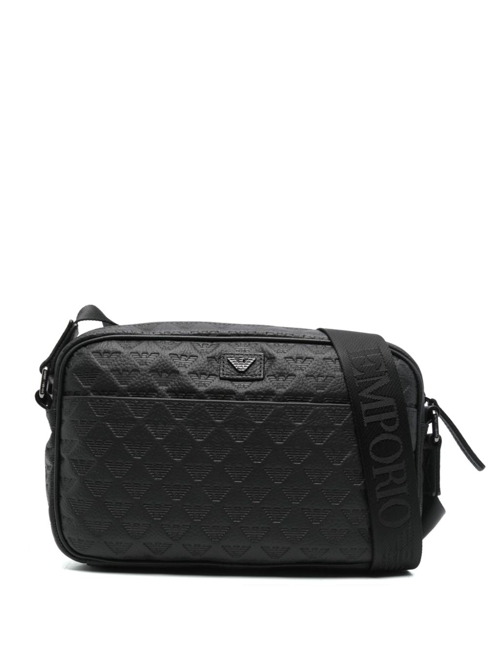 Emporio Armani Grained Calf Leather Top Zip Shoulder Bag - Black image 0