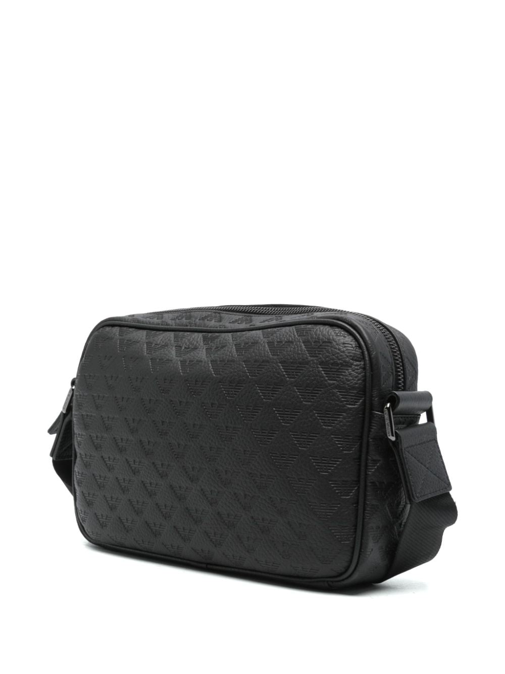 Emporio Armani Grained Calf Leather Top Zip Shoulder Bag - Black image 1