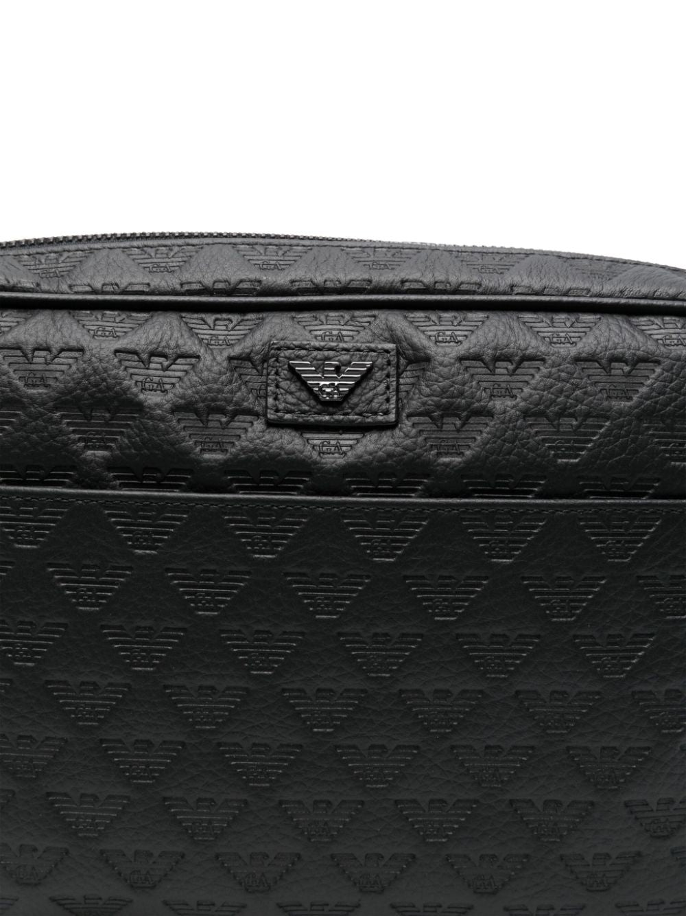 Emporio Armani Grained Calf Leather Top Zip Shoulder Bag - Black image 2