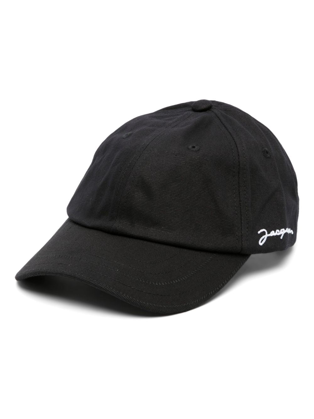 JACQUEMUS Black Cotton Embroidered Logo Baseball Cap image 0