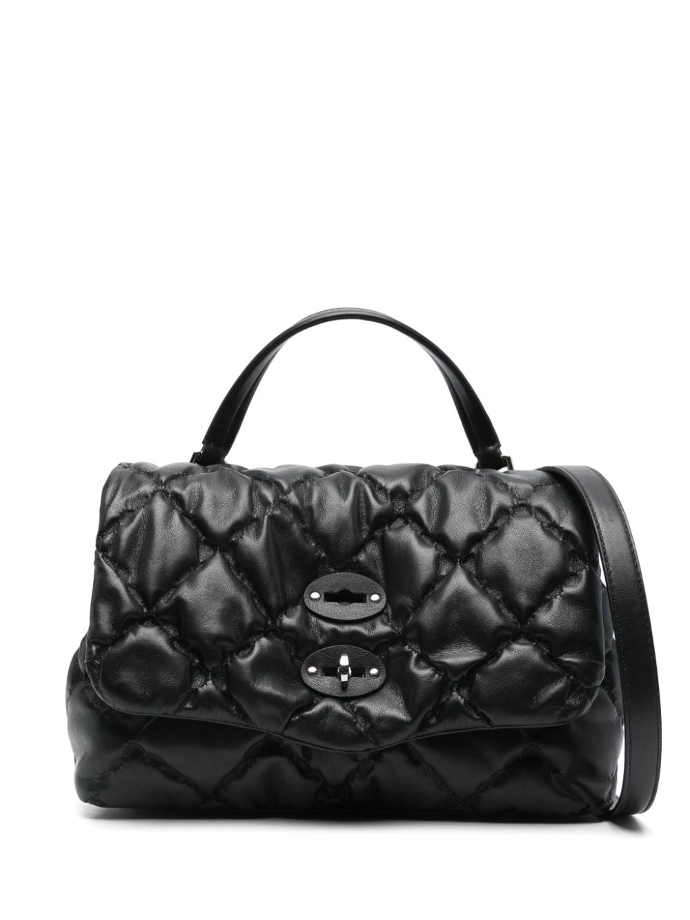 Zanellato Black Matelassé Leather Foldover Bag image 0