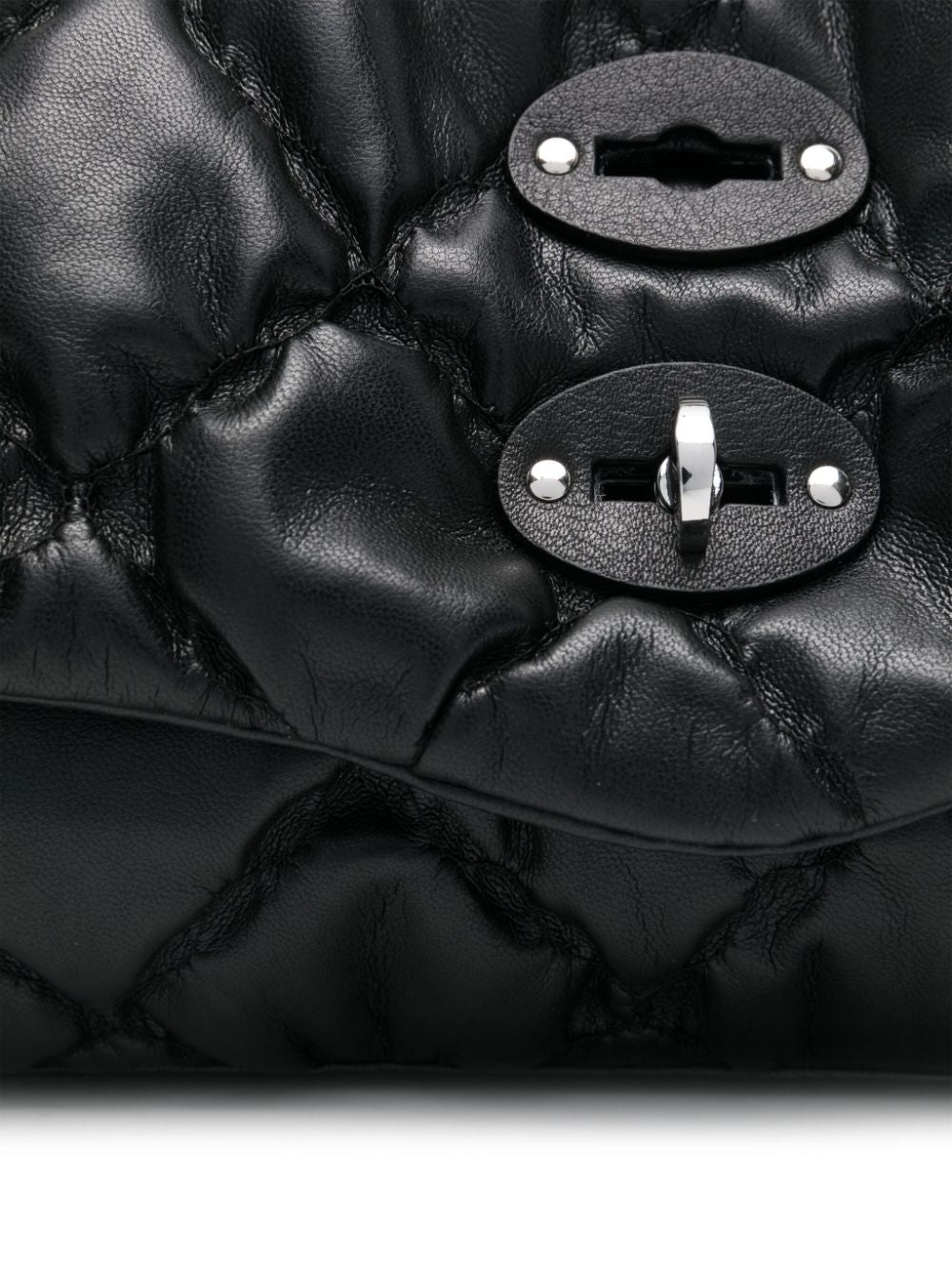 Zanellato Black Matelassé Leather Foldover Bag image 3