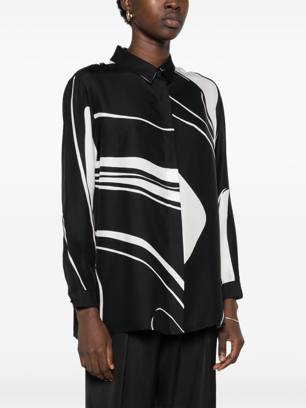 Gianluca Capannolo Men's Black Silk Shirt with Abstract Print image 1