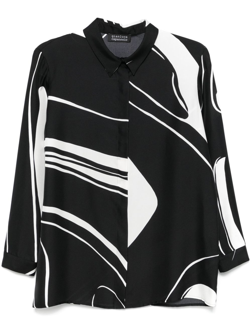 Gianluca Capannolo Men's Black Silk Shirt with Abstract Print image 0