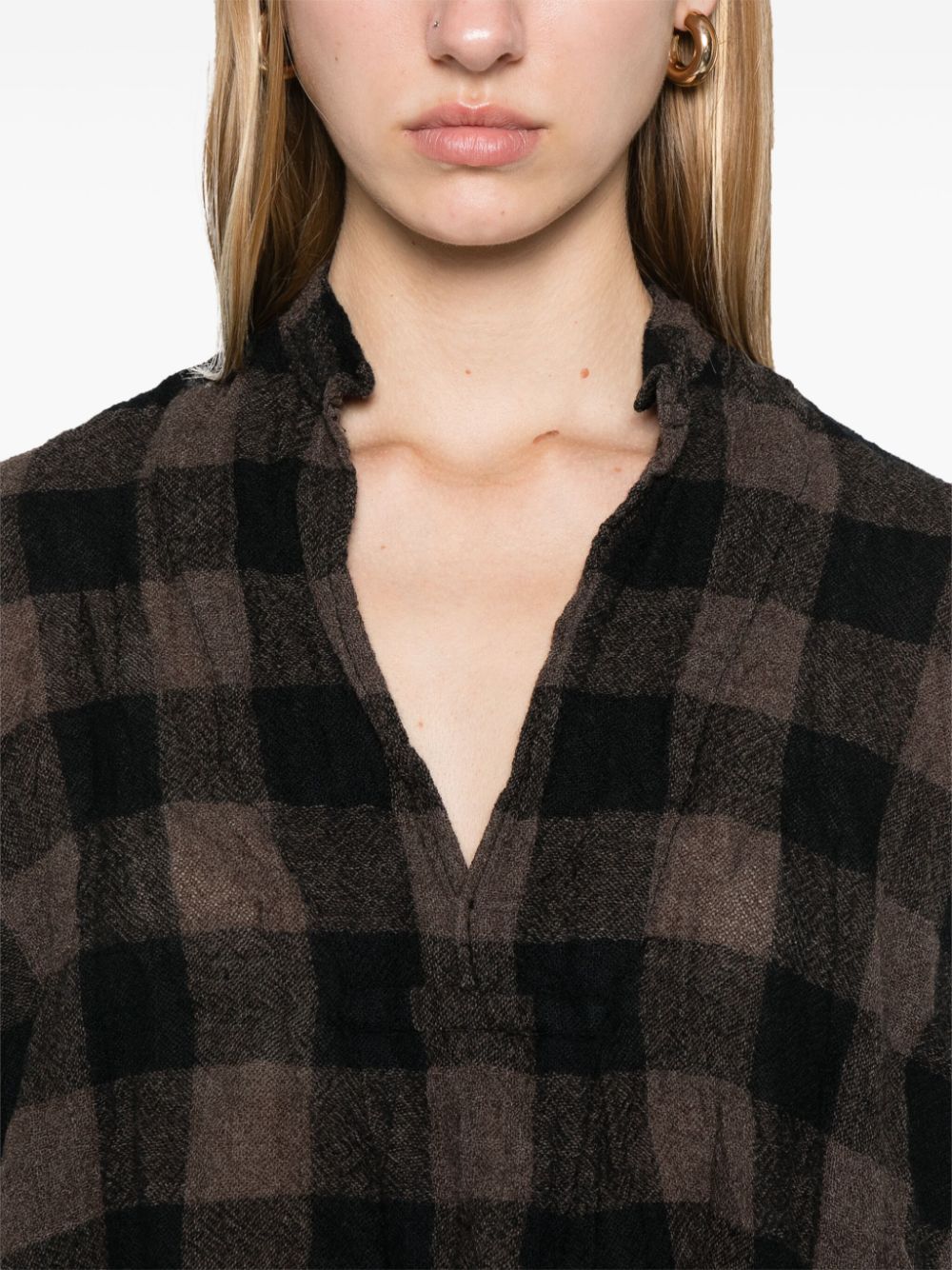 Daniela Gregis Beige Check Pullover Shirt image 1