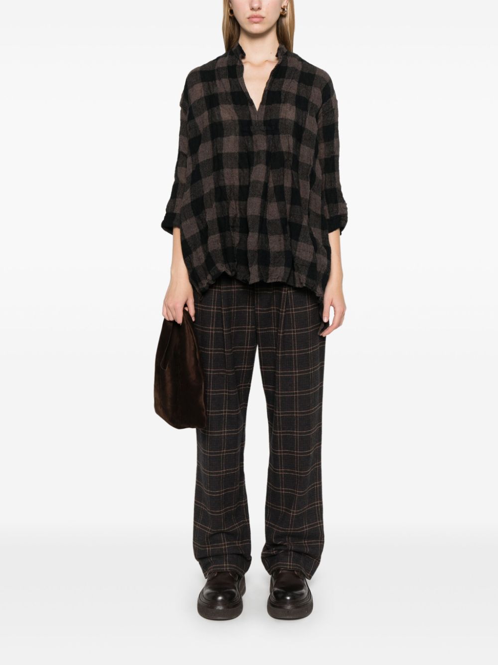 Daniela Gregis Beige Check Pullover Shirt image 2