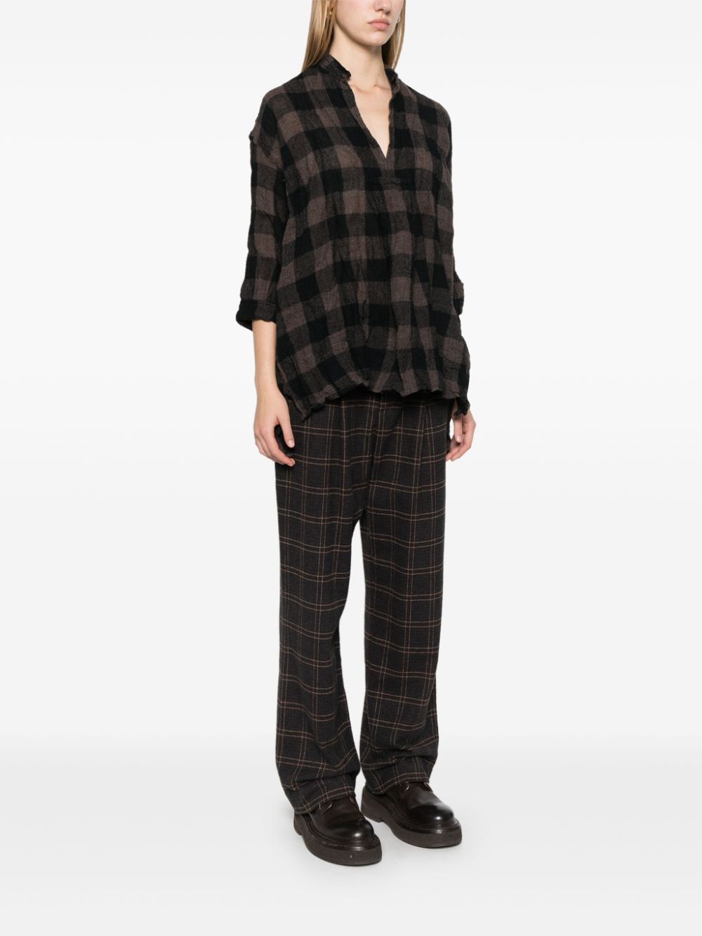 Daniela Gregis Beige Check Pullover Shirt image 3