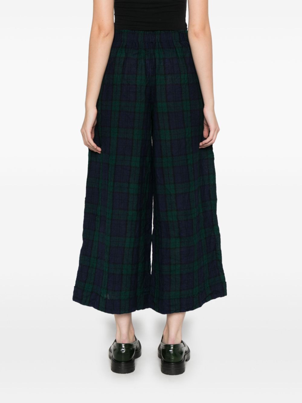 Daniela Gregis Green Tartan Check Wide Leg Cropped Trousers image 3