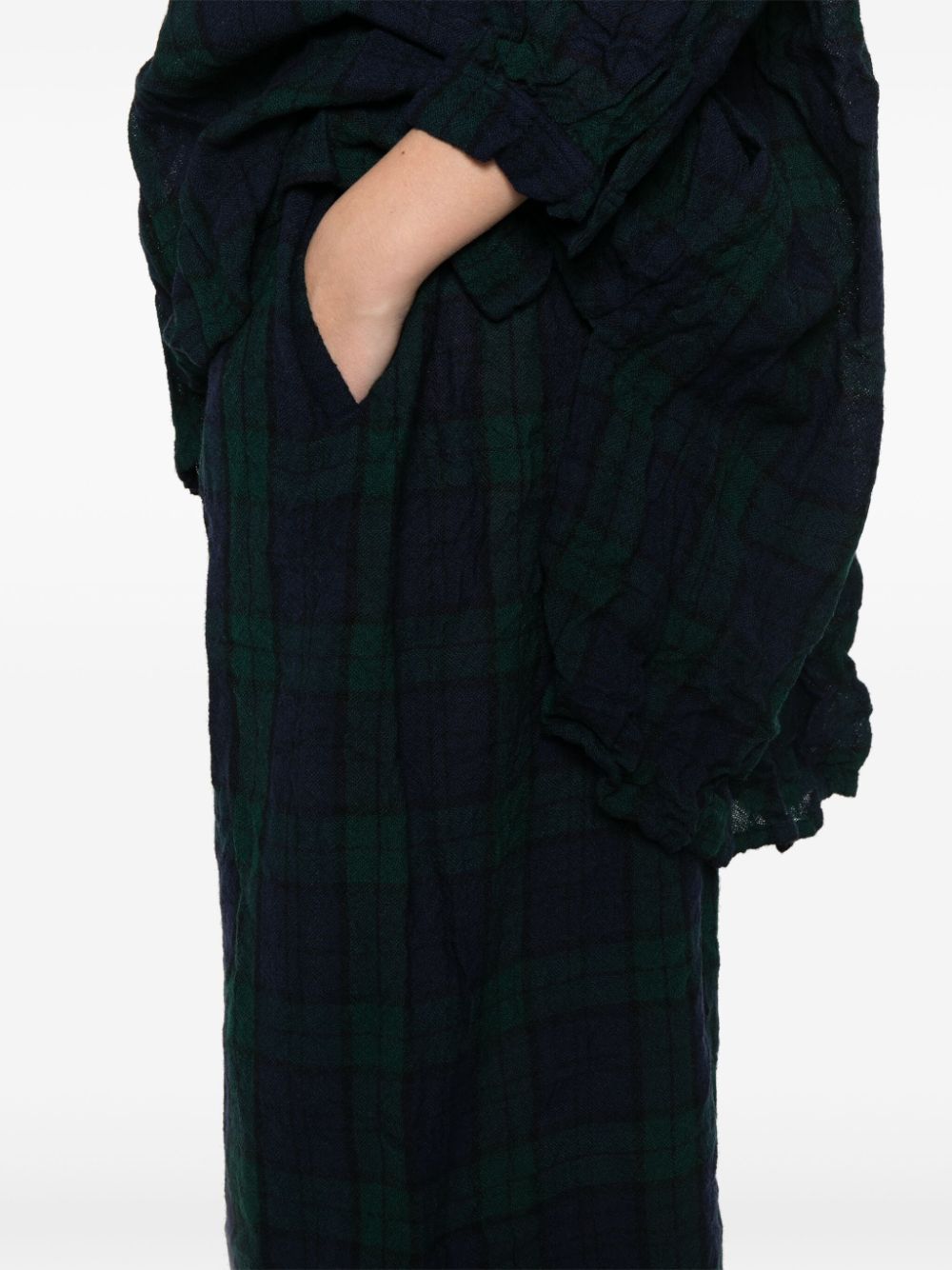 Daniela Gregis Green Tartan Check Wide Leg Cropped Trousers image 4