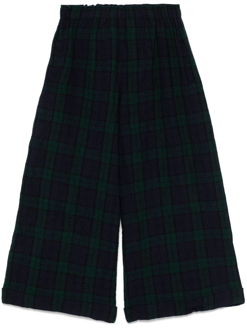 Daniela Gregis Green Tartan Check Wide Leg Cropped Trousers image 0